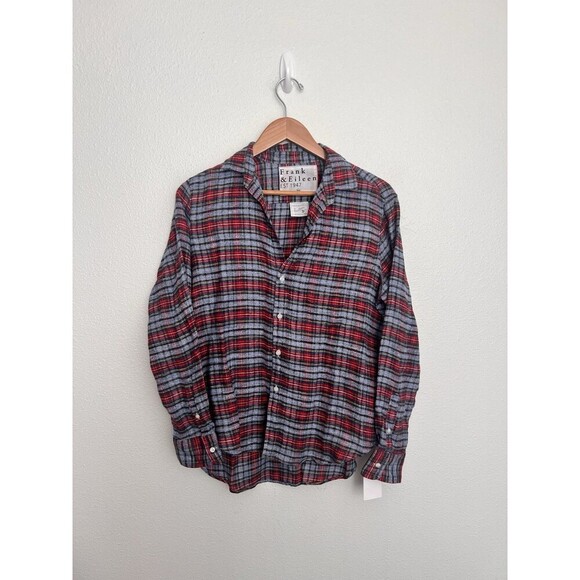 Frank & Eileen Eileen Stripe Relaxed Linen Button-Up Shirt Plaid Women’s Size XS - Picture 3 of 11